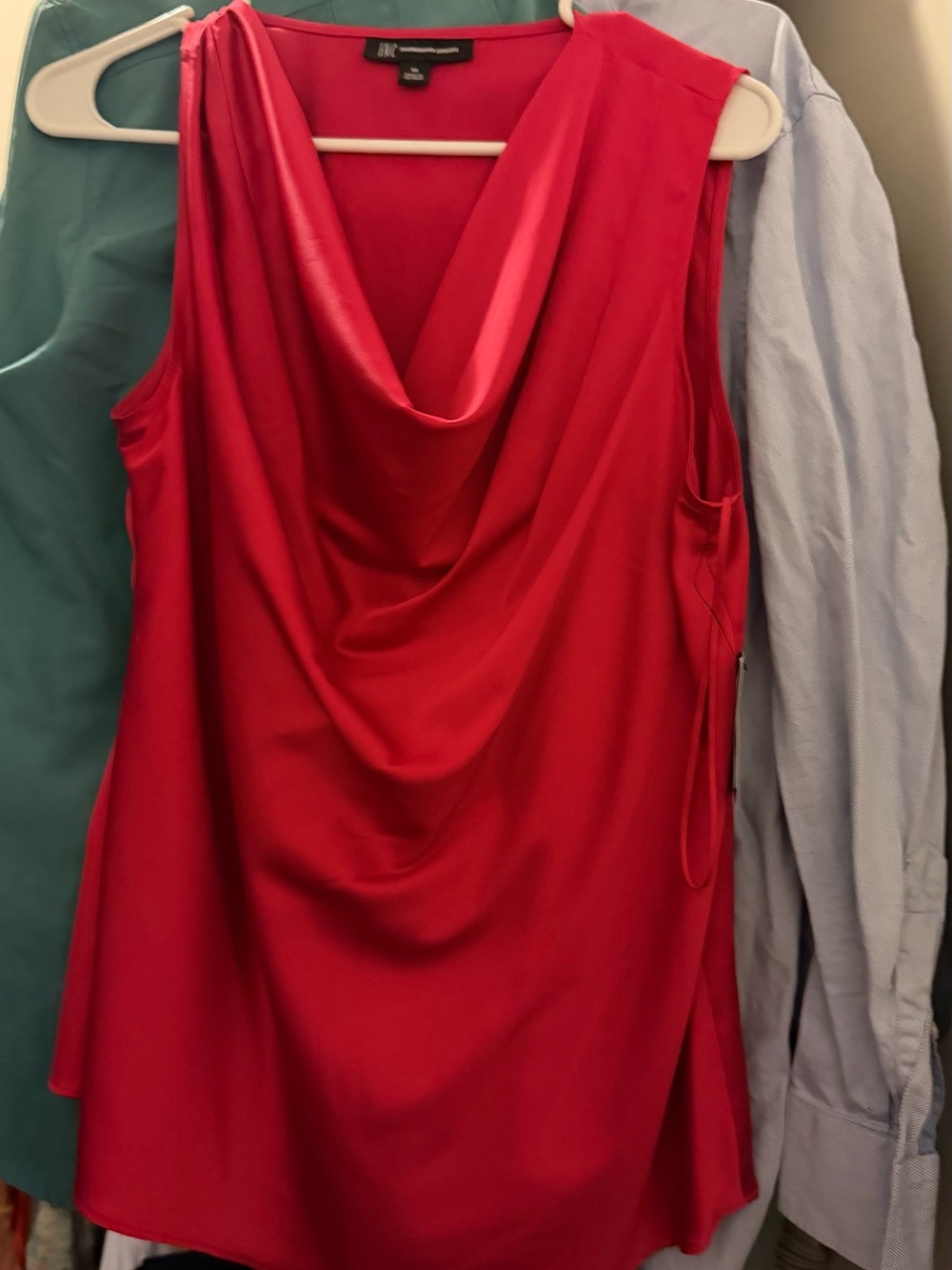 Alfani Red Draped Cowl Neck Sleeveless Top